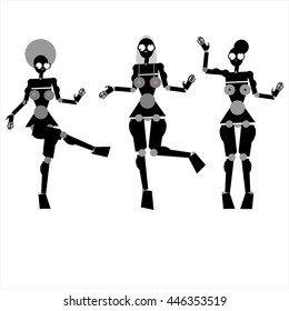 robot girls. vector. 