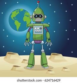robot globe space moon technology
