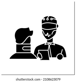 Robot glyph icon. Digital doctor help patients. Treatment. AI in medicine. AI diagnostic concept. Isolated vector illustration