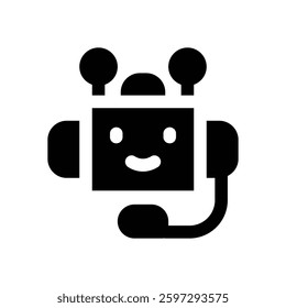 robot glyph icon. Strong and solid vector icon for websites, mobile interfaces, presentations, and visual branding. High quality and easy to edit.