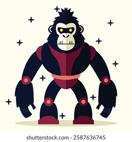 a Robot Gorilla in flat design for technology design element UX or UI