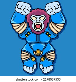 robot gorilla vector print illustration