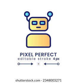 Robot gradient fill desktop icon. Automation technology. Artificial intelligence. Pixel perfect 128x128, outline 4px. Modern colorful linear symbol. Vector isolated editable RGB element