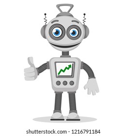 The robot with the graph up on the screen shows like 