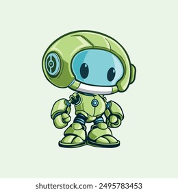 Robot Green Mascot Vector Illustration