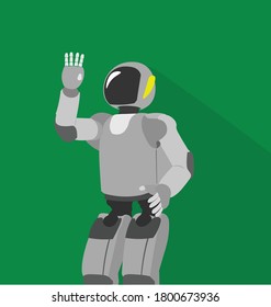 robot greeting flat image style