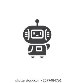 Robot greeting a person vector icon. filled flat sign for mobile concept and web design. Virtual Receptionist glyph icon. Automated front desk assistant symbol, logo illustration. Vector graphics