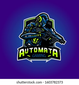 Robot With Gun E Sport Logo