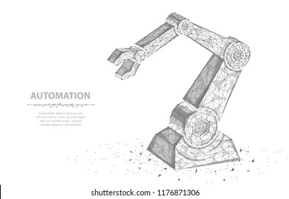 Robot hand. Abstract 3d wireframe Robot hand isolated on white. Automation, conveyor, manufacture or other concept vector illustration or background