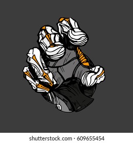 Robot hand, abstract hand .dark background