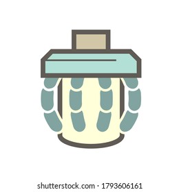 Robot hand, arm grabbing aluminum can for product packaging vector icon. Automation machine and engineering technology for industry process in factory. Concept of storage, production and manufacturing