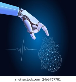 Robot hand artificial intelligence AI, assistance in medical practice.   Innovative technologies in science, medical healthcare