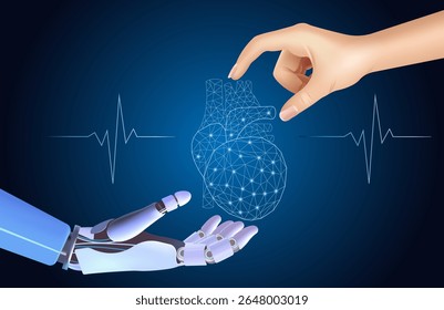 Robot hand artificial intelligence AI, assistance in medical practice.   Innovative technologies in science and medical healthcare