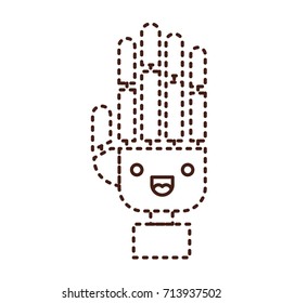 robot hand cartoon kawaii in monochrome dotted silhouette vector illustration