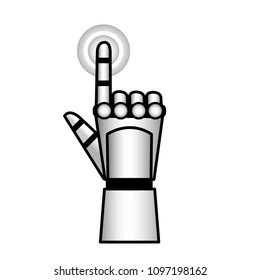Robot hand click  isolated on white