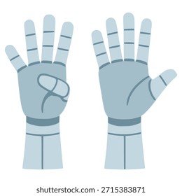 Diseño de Plantilla de Ilustración vectorial de color plano de gesto número 4 y 5 de conteo de manos de robot