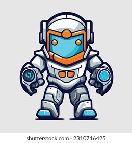 Robot Hand Drawn Cute Cyborg Vector Illustration