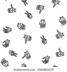 robot hand gesture ai digital vector seamless pattern thin line illustration