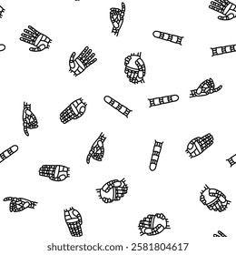 robot hand gesture ai digital vector seamless pattern thin line illustration