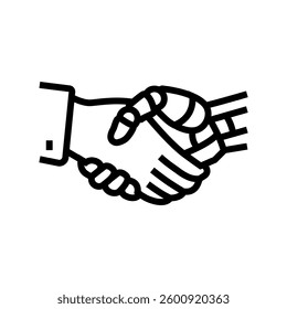 robot hand handshake social robotics line icon vector. robot hand handshake social robotics sign. isolated contour symbol black illustration