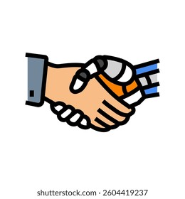 robot hand handshake social robotics color icon vector. robot hand handshake social robotics sign. isolated symbol illustration