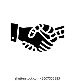 robot hand handshake social robotics glyph icon vector. robot hand handshake social robotics sign. isolated symbol illustration