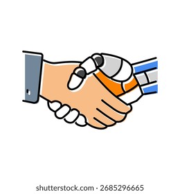 robô mão handshake social robótica cor ícone vetor. mão robô mão handshake social robótica sinal. ilustração símbolo isolado