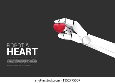 Robot hand hold the heart 3D. concept of a.i. technology machine learning with heart feeling