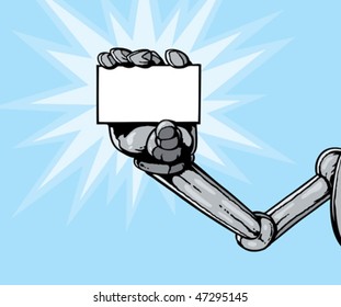 Robot hand holding card