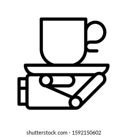 Robot Hand Holding Coffee Cup Vector, Robotics Related Line Style Icon