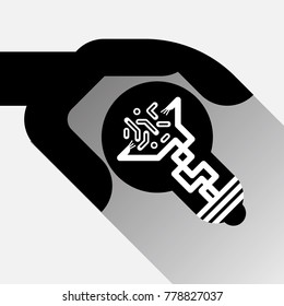 Robot Hand Holding Light Bulb New Innovation Creative Technology Concept Vector Illustration