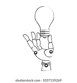 robot hand humanoid with bulb