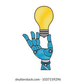 robot hand humanoid with bulb