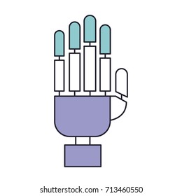 robot hand icon in color section silhouette vector illustration