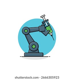 Robot Hand with Injection Vector Illustration. Ai Robot Surgery Concept Design