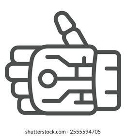 Robot hand line icon, technology news concept. Vector graphics. Mechanical arm sign on white background, outline style icon for mobile or web design