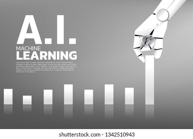 Robot hand move pull business graph higher. Business concept for machine learning , a.i artificial intelligence and disruption.