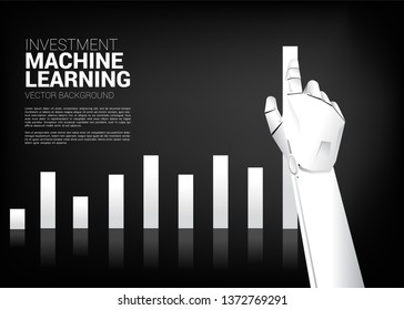 Robot hand move pull business graph higher. Business concept for machine learning , a.i artificial intelligence and disruption.