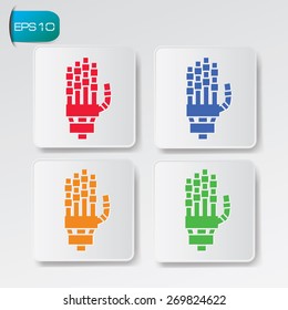 Robot hand on button background,clean vector