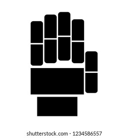 Robot hand palm. Black technology icon isolated on white.