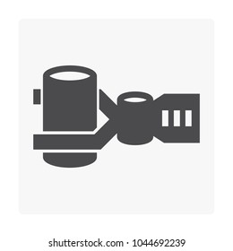 Robot hand pick up drinking glass vector icon. Mechanical hand control by software computer. Concept for robotic, artificial intelligence (AI), futuristic, technology, science, industry, prosthesis.