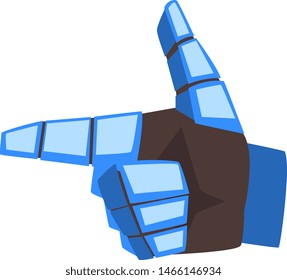 Robot Hand with Pointing Finger, Mechanical Palm Showing Gun Gesture, Artificial Intelligence Vector Illustration