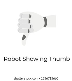 Robot hand Showing Thumb flat vector icon 