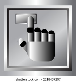 Robot hand sign icon. Press Click here button. Vector illustration.