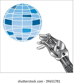 robot hand with sphere