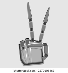 La mano de robot en v pose simboliza las tijeras para janken y demás ilustración de vector de stock en diseño plano