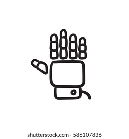 Icono de esbozo del vector de la mano robot aislado en el fondo. Icono de mano dibujado por Robot. Icono de boceto manual robot para infografía, sitio web o aplicación.