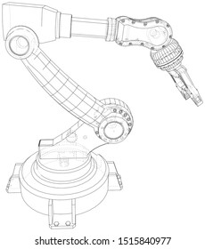 Robot hand wire-frame. Vector illustration. Tracing illustration of 3d.