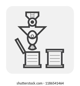 Robot hand working with can icon.