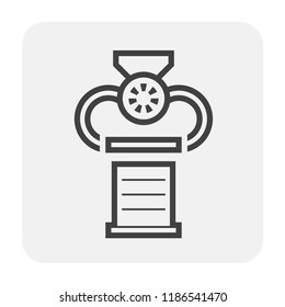 Robot hand working with can icon.